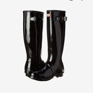 Hunter Glossy Dark Navy Knee-High Boots Navy size 6